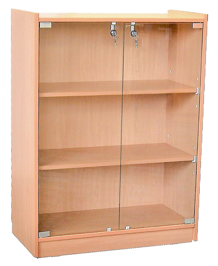 Vitrina escolar con puertas de cristal