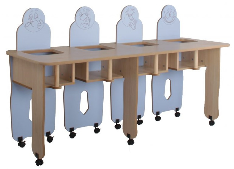 Mesa trona recta 4 niños