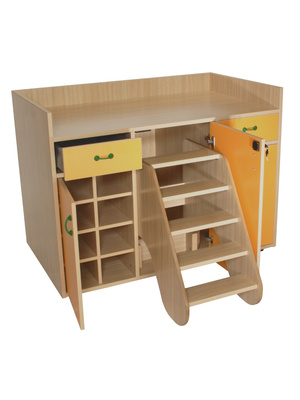 Mueble cambiador con escalera y cojín