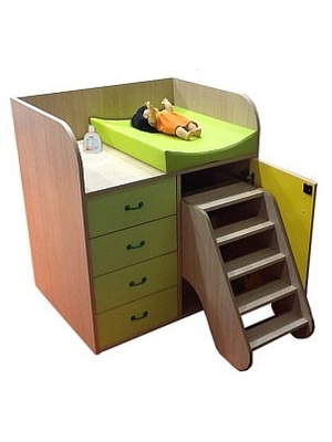 Mueble cambiador con escalera y cajones